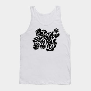 Black Cat Retro Whimsy Daisy Tank Top